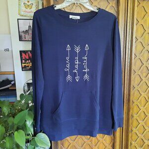 C. Wonder 'Love Hope Faith' Embroidered Sweatshirt - Navy Size, M